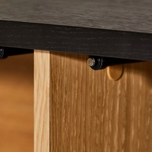 Buffet 4 Portes et 2 Niveaux "stripe" 161cm Chêne et Noir