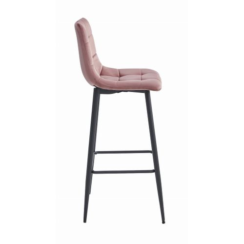 Ensemble De 4 Tabourets De Bar Teoto – Velours Rose Foncé / Pieds Noirs