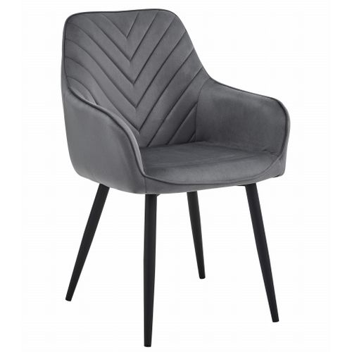 Chaises De Salle à Manger Waav – Velours Gris Foncé Avec Pieds Noirs X 2