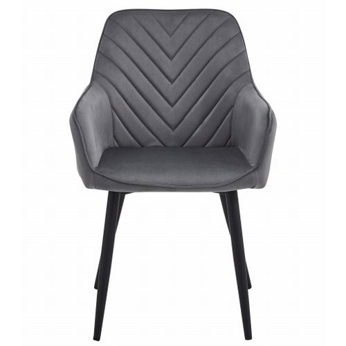 Chaises De Salle à Manger Waav – Velours Gris Foncé Avec Pieds Noirs X 2