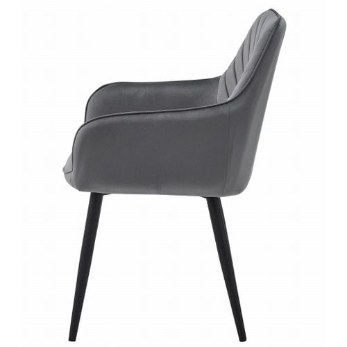 Chaises De Salle à Manger Waav – Velours Gris Foncé Avec Pieds Noirs X 2