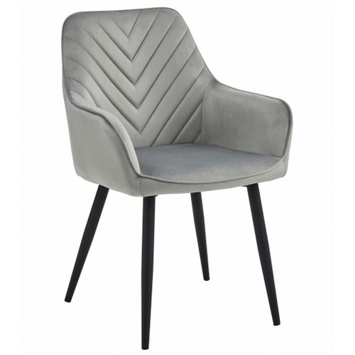 Chaises De Salle à Manger Waav – Velours Gris Argenté Avec Pieds Noirs X 2