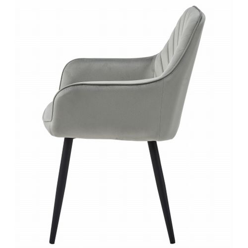 Chaises De Salle à Manger Waav – Velours Gris Argenté Avec Pieds Noirs X 2