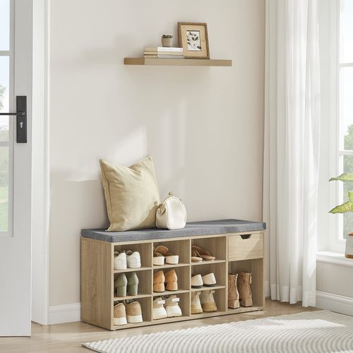 Meuble à Chaussures Avec Siège Et Tiroir – Chêne Sonoma Gris Lin