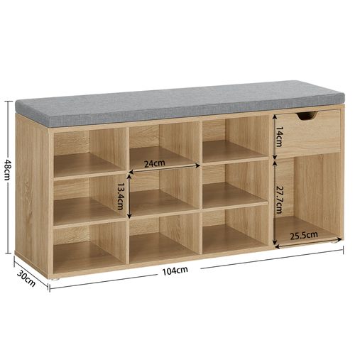 Meuble à Chaussures Avec Siège Et Tiroir – Chêne Sonoma Gris Lin