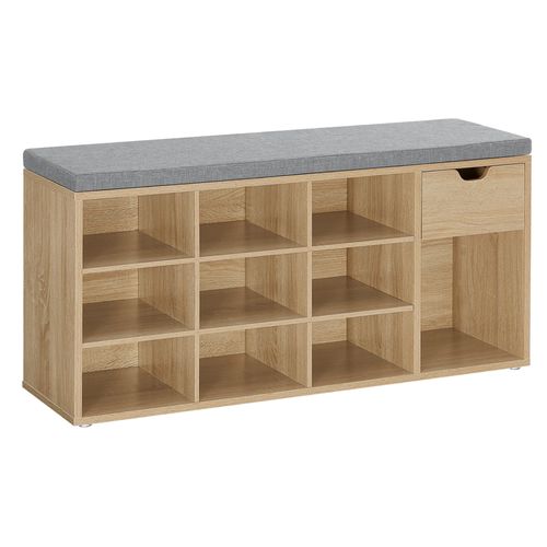 Meuble à Chaussures Avec Siège Et Tiroir – Chêne Sonoma Gris Lin