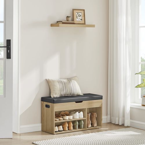 Meuble à Chaussures Avec Siège Et Rangement – Sonoma Noir Pu