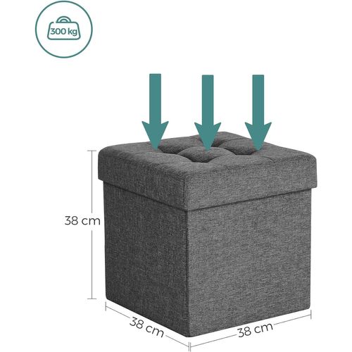 Pouf De Rangement Gris Foncé Avec Assise Pliante Pour Salons
