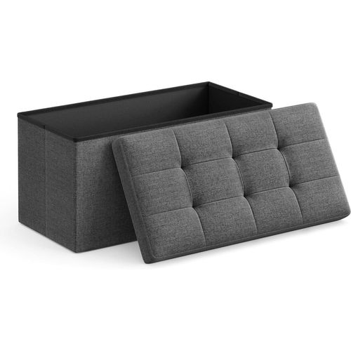Pouf De Rangement Gris Foncé Avec Siège Pliant