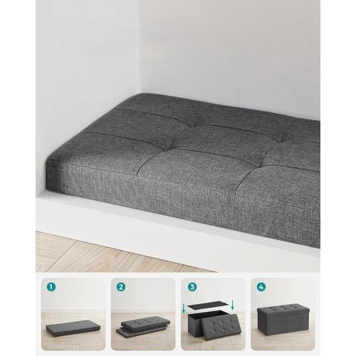 Pouf De Rangement Gris Foncé Avec Siège Pliant