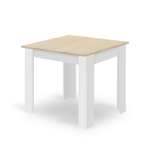 Table De Salle à Manger Carrée Np, Plateau En Chêne Sonoma Et Pieds Blancs