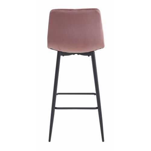 Ensemble De 2 Tabourets De Bar Koda En Velours Rose Foncé Avec Pieds En Acier Noir