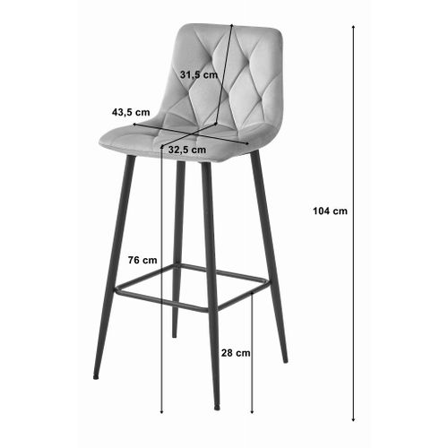 Ensemble De 2 Tabourets De Bar Koda En Velours Rose Foncé Avec Pieds En Acier Noir