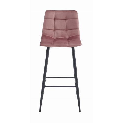 Tabourets De Bar Teoto En Velours Rose Foncé Avec Pieds En Acier Noir (x2)