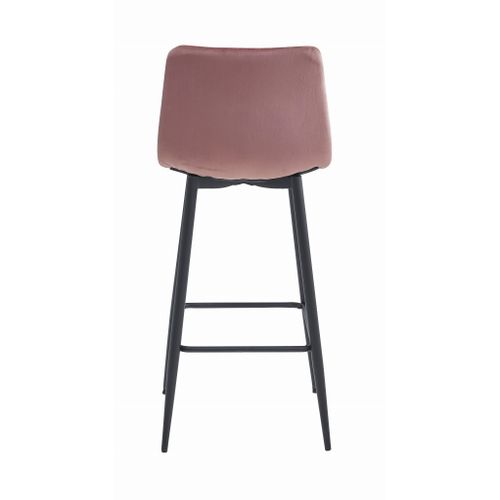 Tabourets De Bar Teoto En Velours Rose Foncé Avec Pieds En Acier Noir (x2)