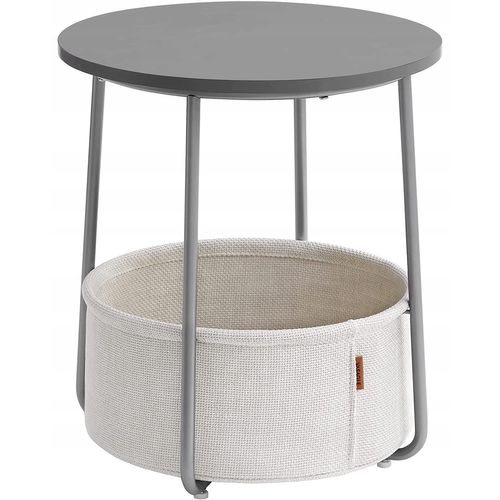 Table Basse Ronde Avec Panier Gris - Compacte Et Moderne