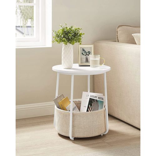 Table Basse Ronde Avec Panier Blanc