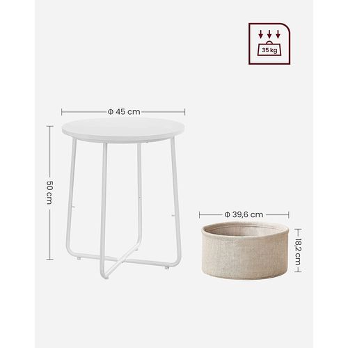 Table Basse Ronde Avec Panier Blanc