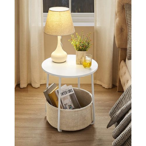 Table Basse Ronde Avec Panier Blanc