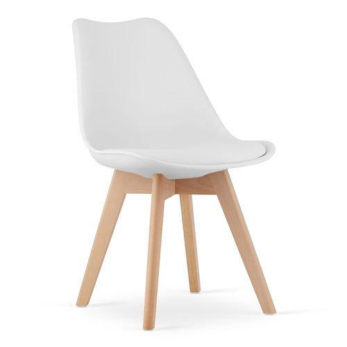 Rikx Chaises Blanches Avec Coussin Et Pieds En Bois X2
