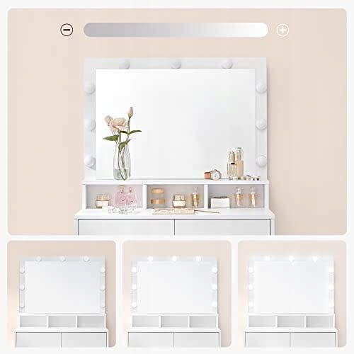 Coiffeuse Blanche Avec Miroir Et Éclairage LED - Scandinave