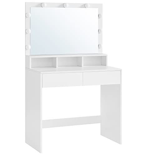 Coiffeuse Blanche Avec Miroir Et Éclairage LED - Scandinave