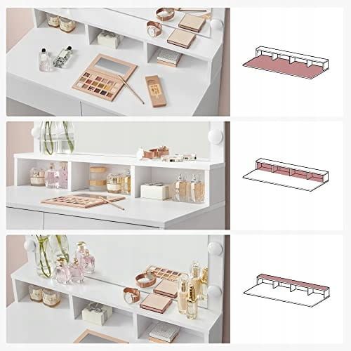 Coiffeuse Blanche Avec Miroir Et Éclairage LED - Scandinave