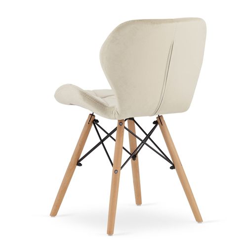 Wako Chaises En Velours Beige Avec Pieds En Bois De Hêtre X2