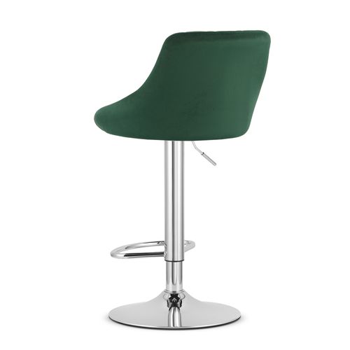 Tabouret Pivotant Daka En Velours Vert, Piètement Chromé Avec Repose-pieds X 2