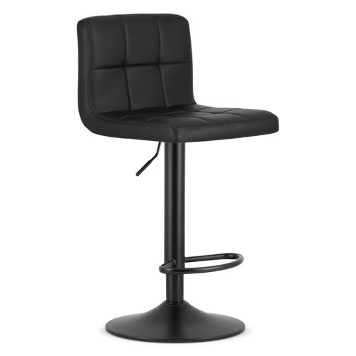 Tabouret Pivotant Haxu En Simili Noir, Base Noire X 2 - Pivotant