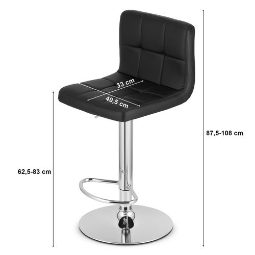 Tabouret Pivotant Haxu En Simili Noir, Base Noire X 2 - Pivotant