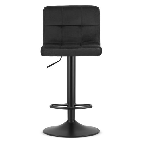 Tabouret Pivotant Haxu En Velours Noir, Base Noire X 2 - Pivotant