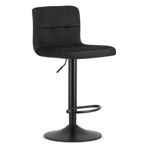 Tabouret Pivotant Haxu En Velours Noir, Base Noire X 2 - Pivotant