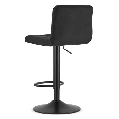 Tabouret Pivotant Haxu En Velours Noir, Base Noire X 2 - Pivotant