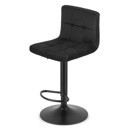Tabouret Pivotant Haxu En Velours Noir, Base Noire X 2 - Pivotant