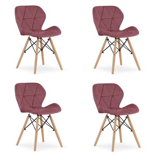 Wako Fauteuil En Velours Rose Foncé, Design Moderne, Lot De 4