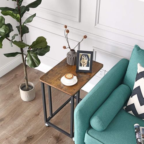 Table Basse à Roulettes, Marron Rustique Et Noir