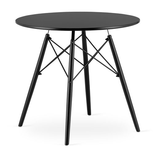 Table Ronde Kova 80 Cm - Noire / Pieds Noirs
