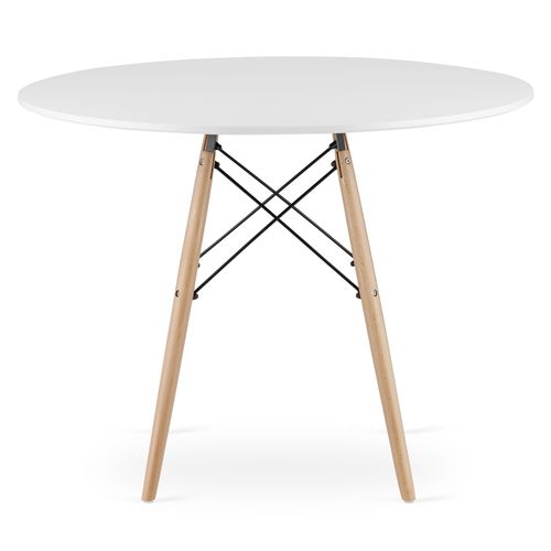 Table Ronde Kova En Mdf Blanc Avec Pieds En Hêtre