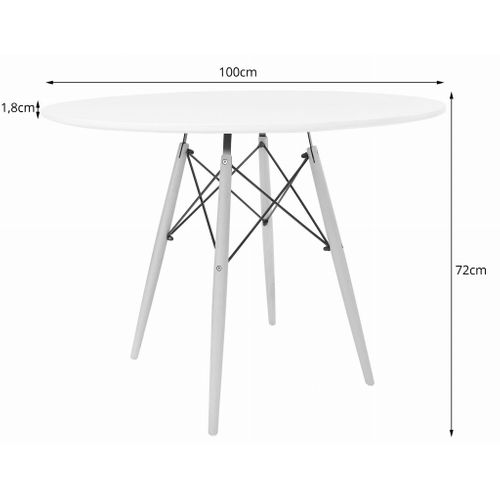 Table Ronde Kova En Mdf Blanc Avec Pieds En Hêtre