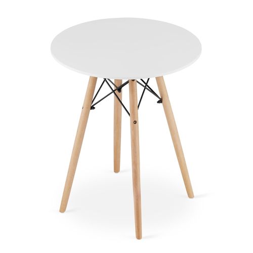 Table Ronde Kova, Pieds En Hêtre Blanc, 60 Cm