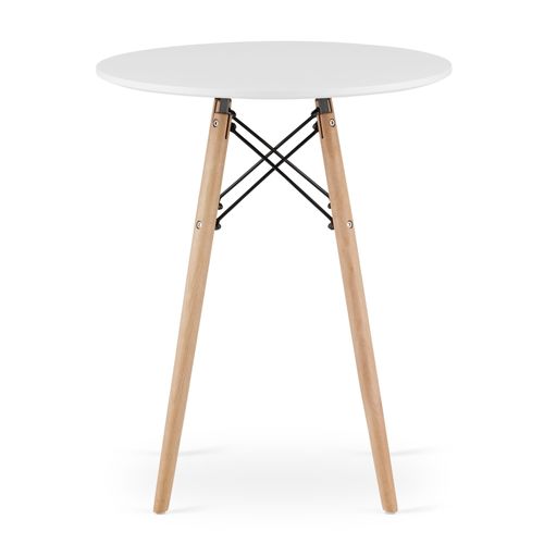 Table Ronde Kova, Pieds En Hêtre Blanc, 60 Cm