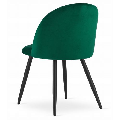 Chaise Bello En Velours Vert, Pieds Noirs, Design Ergonomique X4