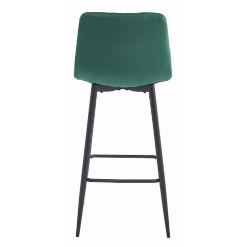 Tabouret Pozza En Velours Vert Foncé, Pieds Noirs, Pour Cuisine (x4)