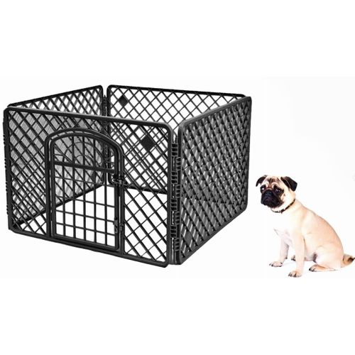 Parc Pour Chien 90 X 90 X 60 Cm, Noir, Pliable, En Plastique Résistant