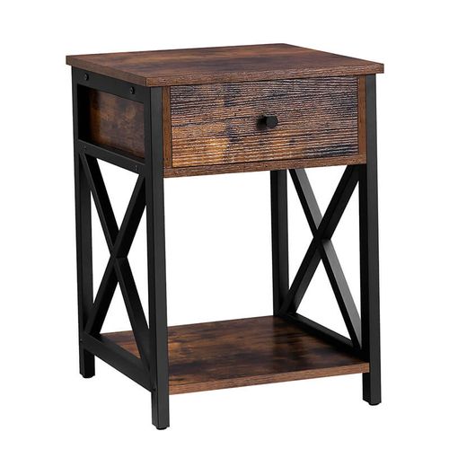 Table De Chevet En Acier Brun Rustique Pour Chambre à Coucher