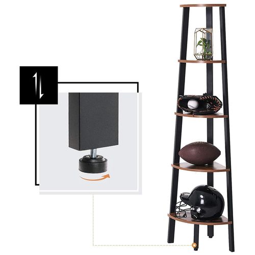 Étagère D'angle En Fer Brun Rustique à 5 Niveaux Pour Salon
