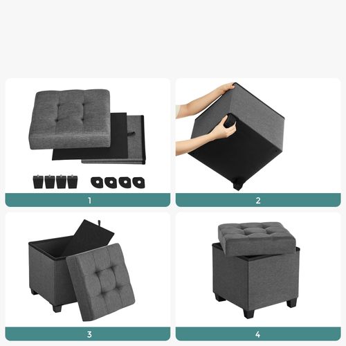 Pouf De Rangement Pufa En Mdf Gris Clair Pour Chambre Lsf014g01v1