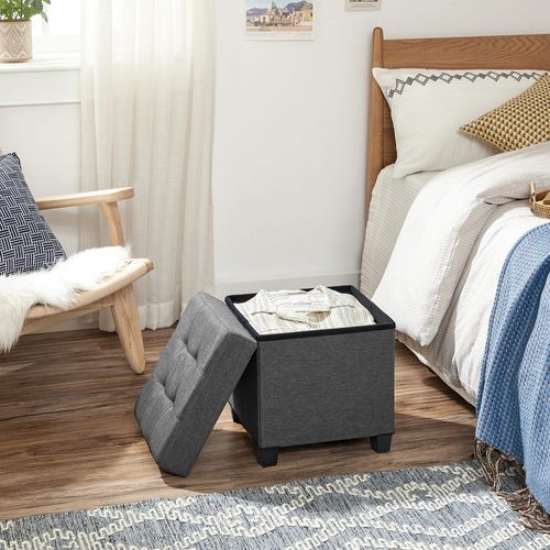 Pouf De Rangement Pufa En Mdf Gris Clair Pour Chambre Lsf014g01v1