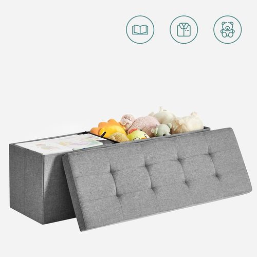 Pouf De Rangement Pufa En Mdf Gris Clair Pour Chambre à Coucher